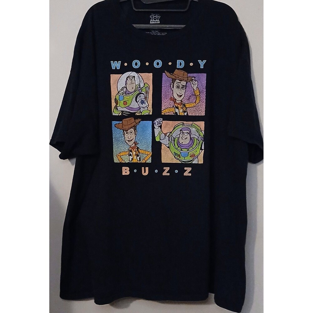 Disney Toy Story Woody Buzz Graphic T Shirt Men's 3XL Black Pixar Comic Tee